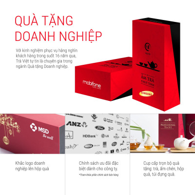 TRÀ VIỆT Hộp Quà Thịnh Vượng Giấy Gân Nổi Mỹ Thuật Cao Cấp
