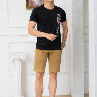 Áo thun nam ALIGRO chất liệu cotton cổ tròn kiểu dáng thể thao thấm hút tốt co giãn thoải mái ALGAPC072