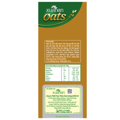 Combo 5 túi: NC Óc Chó Mè Đen+YM Hạnh Nhân+Gạo Lức No Sugar+Dinh Dưỡng Canxi+NC Yến Mạch[ít đường 400gr](Tặng Kèm 2 Túi Yến Mạch 150G)