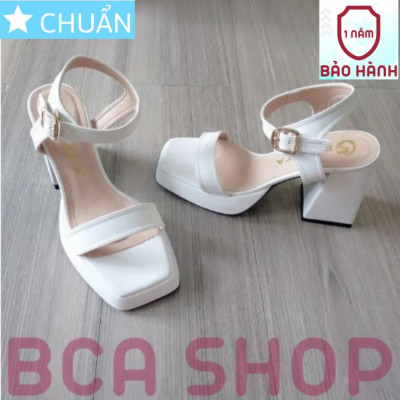 Giày cao gót nữ hở mũi cao 8 phân RO468 ROSATA tại BCASHOP quai sau cài ôm cổ chân - màu trắng