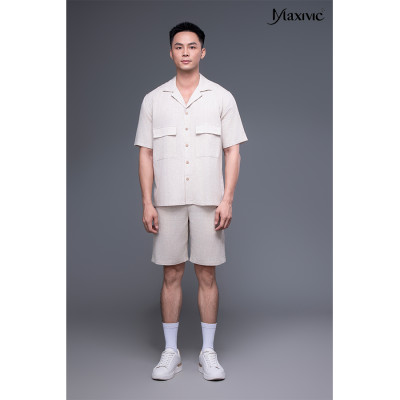 Quần nam linen be nhạt ngắn 