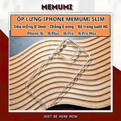 Ốp lưng siêu mỏng 0.3mm chống ố cho iPhone 17 Pro Max / 17 Pro / 17 Air / 17 / 16 Pro Max / 16 Pro / 16 Plus / 16 hiệu Memumi Crystal thiết kế ôm sát máy, chống sốc , chống trầy xước - Hàng nhập khẩu 