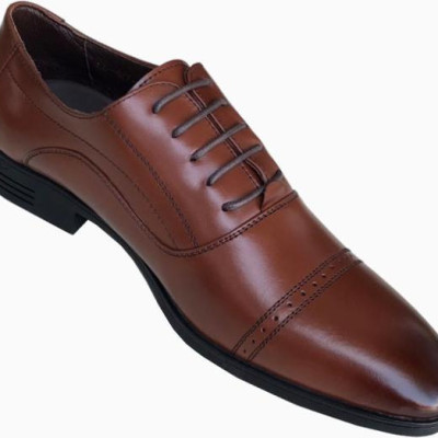 Giày tây nam Trường Hải da bò cao cấp nâu cao 4cm đế cao su GT447