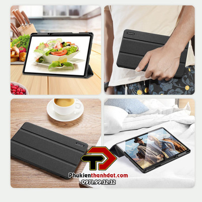 Bao da thông minh dành cho Samsung Tab S7, Tab S7+, Tab S7 FE, S8+ Plus, S8, S8 Ultra, S6 Lite P610/P615, S6 Lite 2022 Chính hãng Dux Ducis domo có khay đựng bút - Hàng Chính Hãng