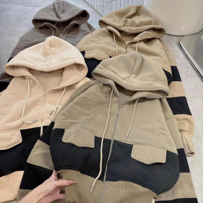 [LZ] Áo khoác Kéo Cao Nỉ Dày Chống Nắng Dáng Lửng Phối Màu Tay Xỏ Ngón 4 Túi Nón To hàng đẹp xitin-A2165