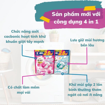 Viên giặt xả Bold GelBall 4D P&G hương hoa ngọt ngào túi refill 55 viên