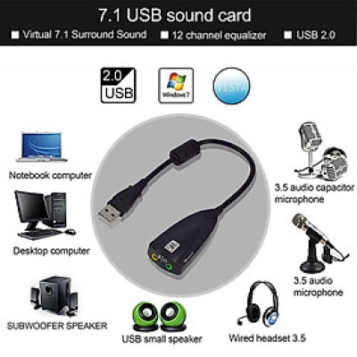 USB sound âm thanh cực chất 7.1- 5HV2 - Dùng cho máy tính, laptop - Hàng chính hãng