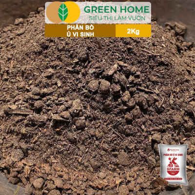 Phân Bò Ủ Vi Sinh GreenHome, Sfarm, Bao 2kg, Bổ Sung Dinh Dưỡng Đa, Trung, Vi Lượng Và Acid Humic