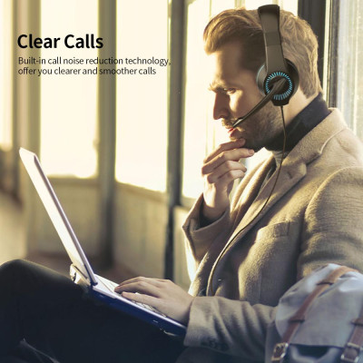 Tai nghe chơi game eFound E-622.Đèn LED, micrô có thể điều chỉnh 