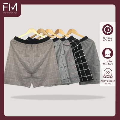 Bộ 4 quần đùi nam, quần short mặc nhà kate caro nhiều màu , mềm mịn  - FORMEN SHOP- FMTT002