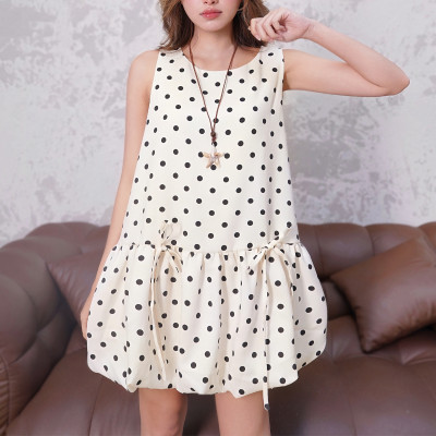 Đầm ngắn babydoll kiểu dáng đầm bí hoạ tiết chấm bi Polka Miều Est.2013