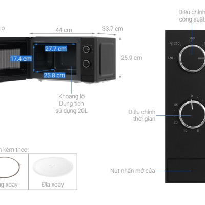 Lò vi sóng Samsung MS20A3010AL/SV 20 lít - Hàng Chính Hãng