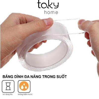 Cuộn Băng Keo Siêu Dính Đa Năng 2 Mặt Trong Suốt, Băng Dính Trong Suốt, Sử Dụng Dính Đồ Vật Trong Nhà. TakyHome 6005