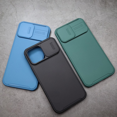 Ốp lưng cho iPhone 16 / 16 Plus / 16 Pro / 16 Pro Max hiệu Nillkin Camshield chống sốc nắp trượt bảo vệ camera - Viền TPU, đệm khí chống sốc, Lưng nhám PC chống vân tay - Hàng nhập khẩu