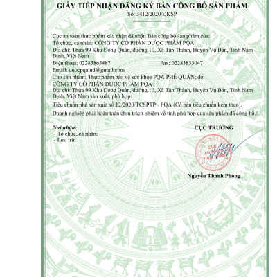 Phế Quản PQA Thành Phần Từ Thiên Nhiên Hỗ Trợ Bổ Phế, Giảm Ho, Đờm, Đau Rát Họng Hộp 30 Viên