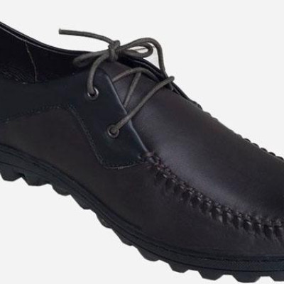 Giày mọi buộc dây Trường Hải nâu da bò thật đế cao su GM0111