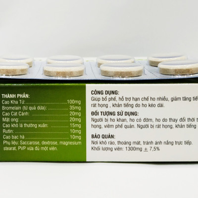 VIÊN NGẬM THẢO DƯỢC DƯỠNG ÂM THANH PHẾ - GIÚP HẠN CHẾ HO NHIỀU, GIẢM ĐAU RÁT HỌNG, KHẢN TIẾNG MẤT TIẾNG - HỘP 24 VIÊN