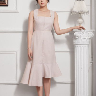 Đầm Đuôi Cá Lụa Crep Cổ Vuông Maxivic, La Mộc - LM012227