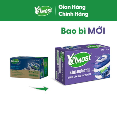 Thùng 48 Hộp Sữa Chua Lên Men Tự Nhiên Yomost Bạc Hà - Việt Quất (170ml/Hộp)
