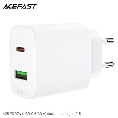 Sạc Acefast PD3.0 20W 2 cổng USB-C+USB-A (EU) - A25 Hàng chính hãng Acefast