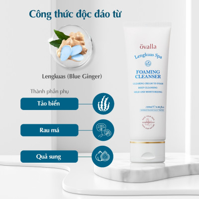 Sữa Rửa Mặt OVALLA Tạo Bọt Siêu Nhỏ Giúp Làm Sạch Sâu Và Dưỡng Ẩm Dành Cho Mọi Loại Da (Tuýp 120ml)