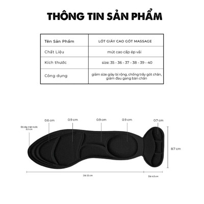 Miếng Lót Giảm Size Cho Giày Bị Rộng Cao Cấp MÀU ĐEN 2 Miếng Lót Giày Cao Gót Mũi Tròn Giúp Giảm Size Vải Thoáng Khí Và Êm Chân 2 Cặp