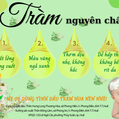Tinh dầu tràm Huế nguyên chất Hoa Nén - Chuẩn VietGAP - Chăm sóc sức khỏe mẹ và bé 3ml - 100ml