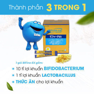 Men vi sinh BIFINA NHẬT BẢN - Bỗ sung lợi khuẩn hỗ trợ tăng đề kháng, tiêu hoá khoẻ -  Loại EX hộp 30 gói