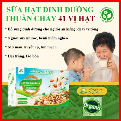 Sữa hạt Thuần Chay 41 vị hạt Hồng Hoa Organic 36gói/ 900g Chính hãng – Dinh dưỡng cho người ăn chay, bệnh hiểm nghèo, hỗ trợ tạo Hồng cầu, cải thiện sức khoẻ, Không đậu nành