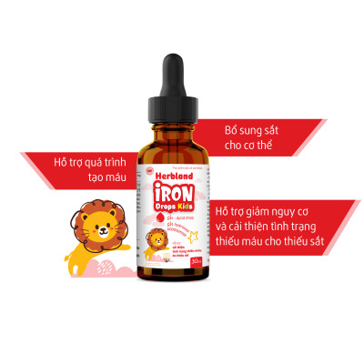 Siro IRON DROPS KIDS bổ sung Sắt hữu cơ, Acid folic, Vitamin B12 cho trẻ 1 lọ x 30ml