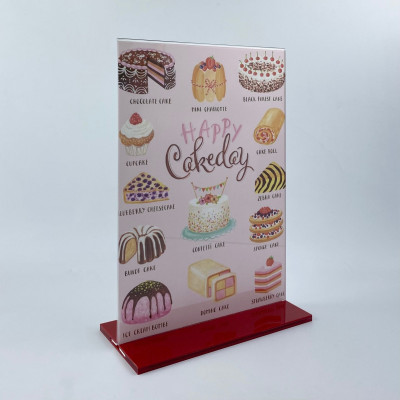 Kệ menu nhà hàng, Standee mica để bàn, Bảng quét mã QR Code, Kệ mica 2 mặt Enter E06 210x300mm đế lùa A4