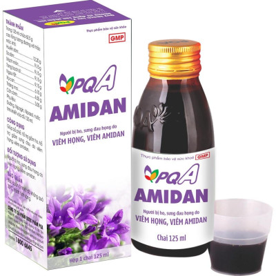 Siro Amidan PQA Giúp Bổ Phế Hỗ Trợ Giảm Ho Giảm Sưng Đau Do Viêm Họng Hộp 125ml
