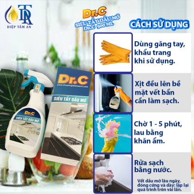 Combo Nước Lau Bếp Đa Năng,Tẩy Xoong Nồi Siêu Sạch+Tẩy Cặn Canxi Nhà Tắm,Tẩy Vách Kính Vòi Sen Inox,Tẩy Ố Vàng Nhà Vệ Sinh 4G Dr.C