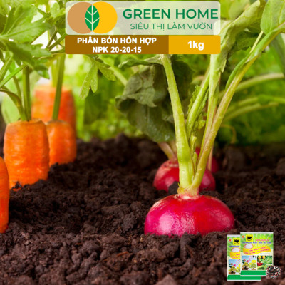 Phân Bón NPK 20-20-15, Greenhome, Đầu Trâu, 1Kg, Chuyên Hoa, Cây Cảnh Giúp Ra Hoa, Hoa Đẹp, Lâu Tàn