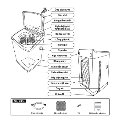 Máy giặt cửa trên Aqua 12KG AQW-FR120HT.BK - Bảo hành 2 năm - Hỗ trợ lắp đặt - Hàng chính hãng