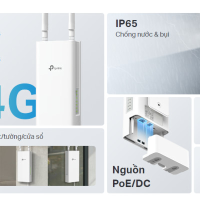 Bộ Phát Wifi 4G LTE TP-Link TL-MR100-Outdoor ngoài trời (300 Mbps/ Wifi 4/ 2.4 GHz) - Hàng Chính Hãng