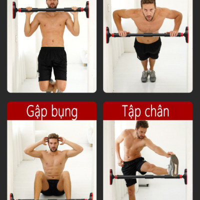Xà Đơn Treo Tường Gắn Cửa Điều Chỉnh Độ Dài Linh Hoạt ,Mẫu Mới Chất Liệu Thép Không Gỉ Chịu Lực 150kg , Tay Cầm Bọc Đệm PVC Chống Trượt