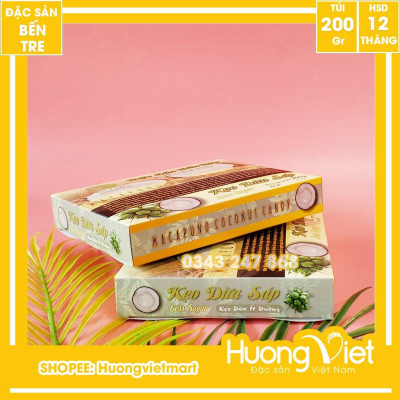 Đặc Sản Bến Tre - Kẹo Dừa Sáp Ít Đường Du Thảo 200G, Kẹo Dừa Thượng Hạng Bến Tre, Kẹo Dừa Bến Tre Mềm Dẻo