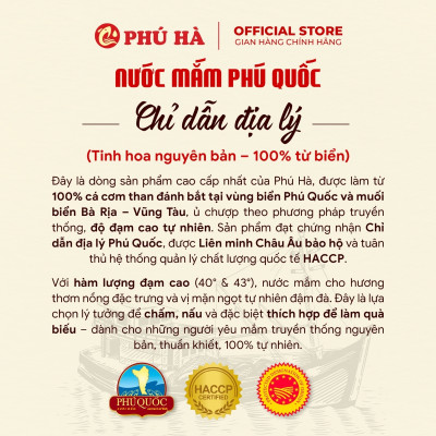 Nước mắm Phú Quốc Chỉ Dẫn Địa Lý Phú Hà 43 độ đạm - Hộp 6 chai 60ml
