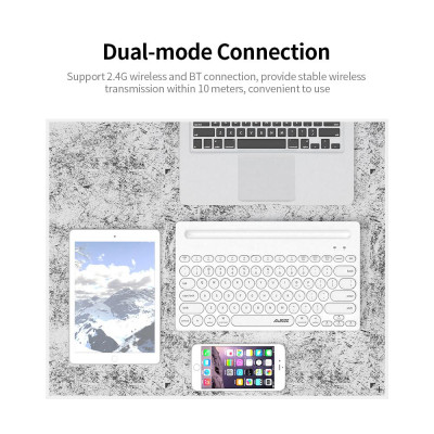 Bàn phím không dây Ajazz 320i Bàn phím không dây 2.4GHz BT -công thái học 79 Phím Bàn phím có giá đỡ - Màu trắng