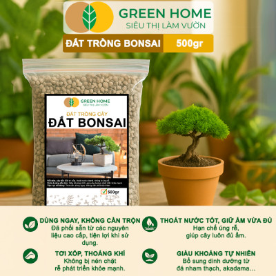 Đất Trồng Cây Bonsai Greenhome, Bao 500GR, Promix, Trộn Sẵn, Tiện Dụng, Giữ Ẩm Tốt, Thoáng Khí, Rễ Khoẻ, Thân To