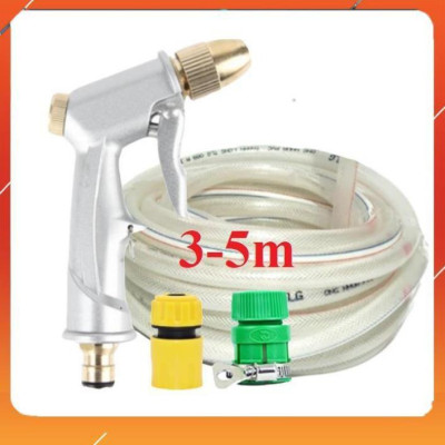 ️Evoucher Bộ dây vòi xịt nước rửa xe, tưới cây , tăng áp 3 lần, loại 3m, 5m 206701Qđầu đồng, cút+  túi đựng bút