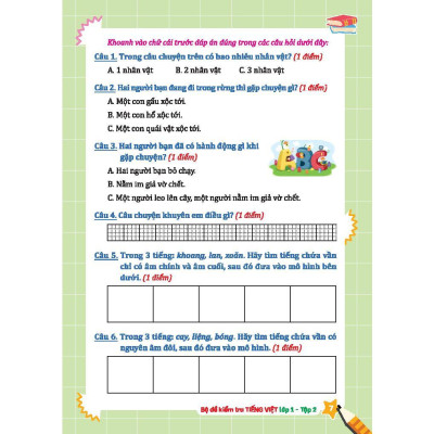 Sách - Bộ Đề Kiểm Tra Tiếng Việt Lớp 1 - Tập 2 - Minh Thắng
