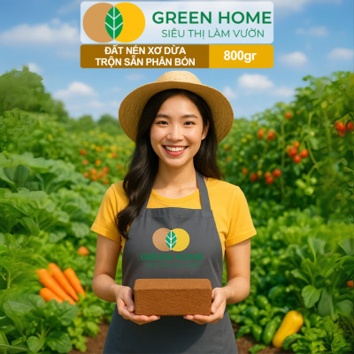 Đất Trồng Cây GreenHome, Viên Nén 800gr, Trộn Sẵn Phân Bón, Nở Gấp 5 Lần, Trồng Rau Hoa Cây Kiểng