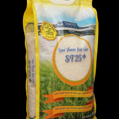 Gạo thơm đặc sản ST25+ Sóc Trăng - thơm ngon, dẻo mềm cơm, Túi 5kg