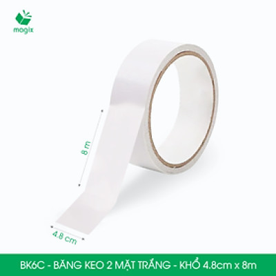 BK6C - 12 cuộn băng keo 2 mặt siêu dính - Khổ 4.8cm x 8m - Băng dính 2 mặt, băng keo hai mặt