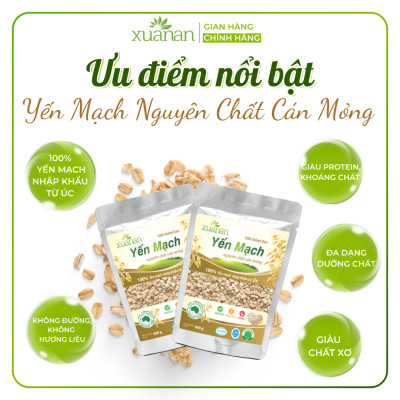 Yến Mạch Nguyên Chất Cán Mỏng Xuân An [ko đường]Túi 400G(Tặng 1 Túi Yến Mạch 150G)