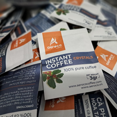 Hộp giấy 10 gói*3g/gói_Cà phê AEROCO hòa tan sấy lạnh thăng hoa Robusta