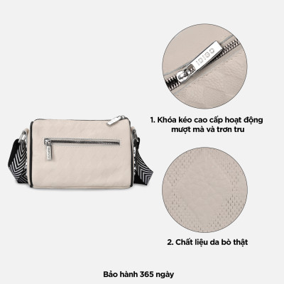 Túi đeo vai đi làm, túi đeo chéo nữ phom mềm, họa tiết nổi da bò thật IDIGO FB1 - 5062