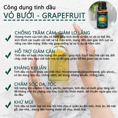 Tinh dầu xông phòng gồm 3 lọ tinh dầu nguyên chất cao cấp Vemoda: tinh dầu Vỏ bưởi MG (Ấn) + tinh dầu Bạc hà (Ấn) + tinh dầu Sả chanh (Ấn)